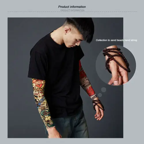 

2019 New 1 x Fake Nylon Adult Temporary Tattoo Sleeves Arm Warmer Temporary Tattoo Sleeve Nylon Arm Warmer