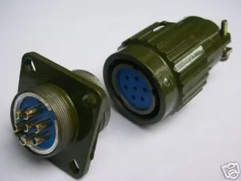 

5pc Military Radio Gold 7-Pin Male Female Connector F7P