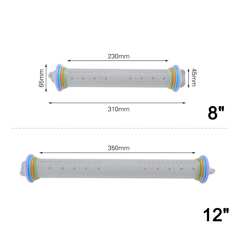

Multifunctional Fondant Cake Pastry Roll Pins Thick Adjustable Silicone Rolling Pin Bakeware Tools YU-Home