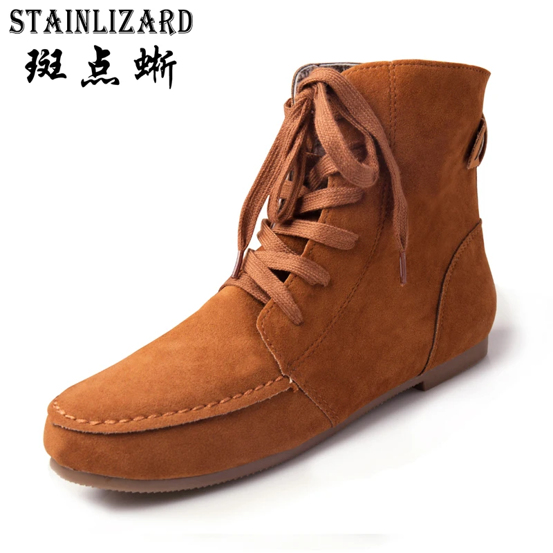 

fashion women snow boots female winter ankle boot solid color flat with woman lace up shoes Ladies hot selling round toe NTA48