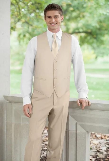 New Arrival Groom Vests Khaki or Black Groomsmens Vest Custom Made Size and Color Four Buttons Wedding/Prom/Dinner Waistcoat