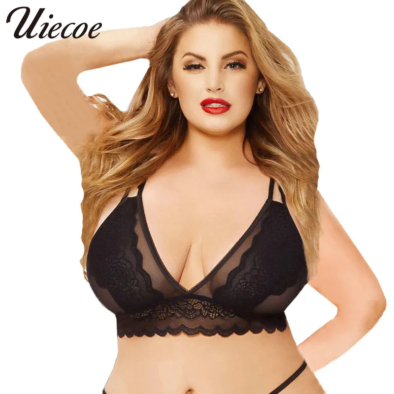 

Big yard bras women Ultra-thin bra plus size sexy lace transparent large cup underwear push up bra Three Point Suits Sexy Bra
