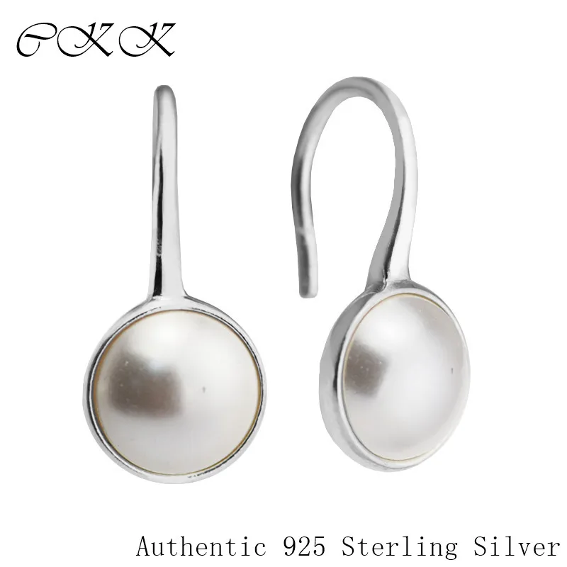 

Authentic 925 Sterling Silver Luminous Droplets Earring With White Crystal Pearl For Women DIY Fine Jewelry SLE090