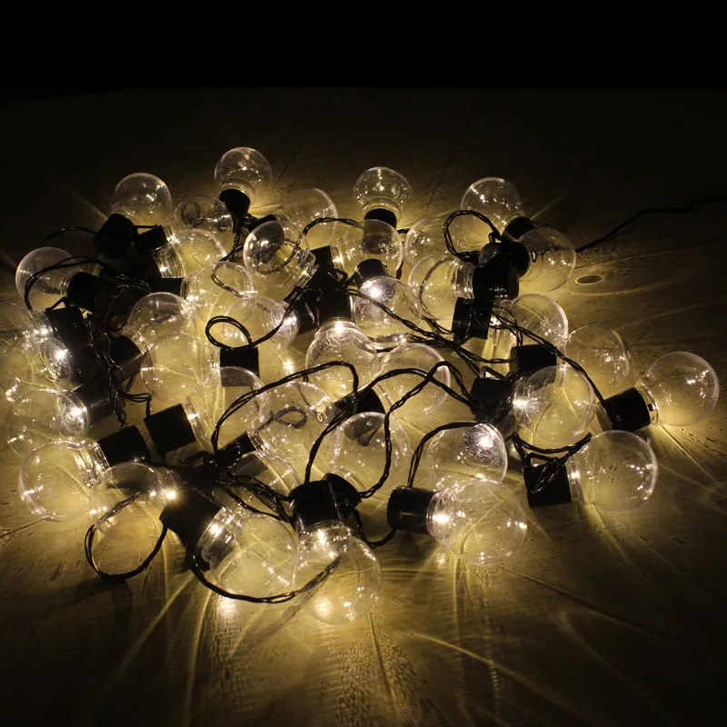 transparent warm white globle string lights