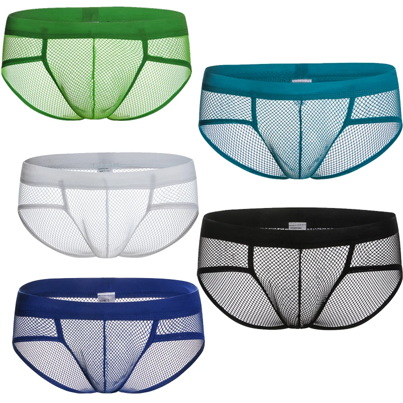 

Hot Sale Popular Men Underwear Briefs Sexy Transparent Brand Male Trunk Mesh Sheer Breathable Underpants M-XL Panties 9 Colors