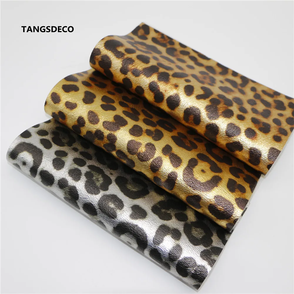 3PCS--20X22CM DIY Hair Bow Material Metal Color Leopart PU Synthetic Faux Leathers | Дом и сад