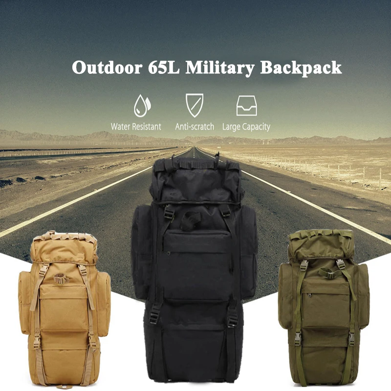 Waterproof 65L Outdoor Military Backpack Tactical Hunting Bags Airsoft