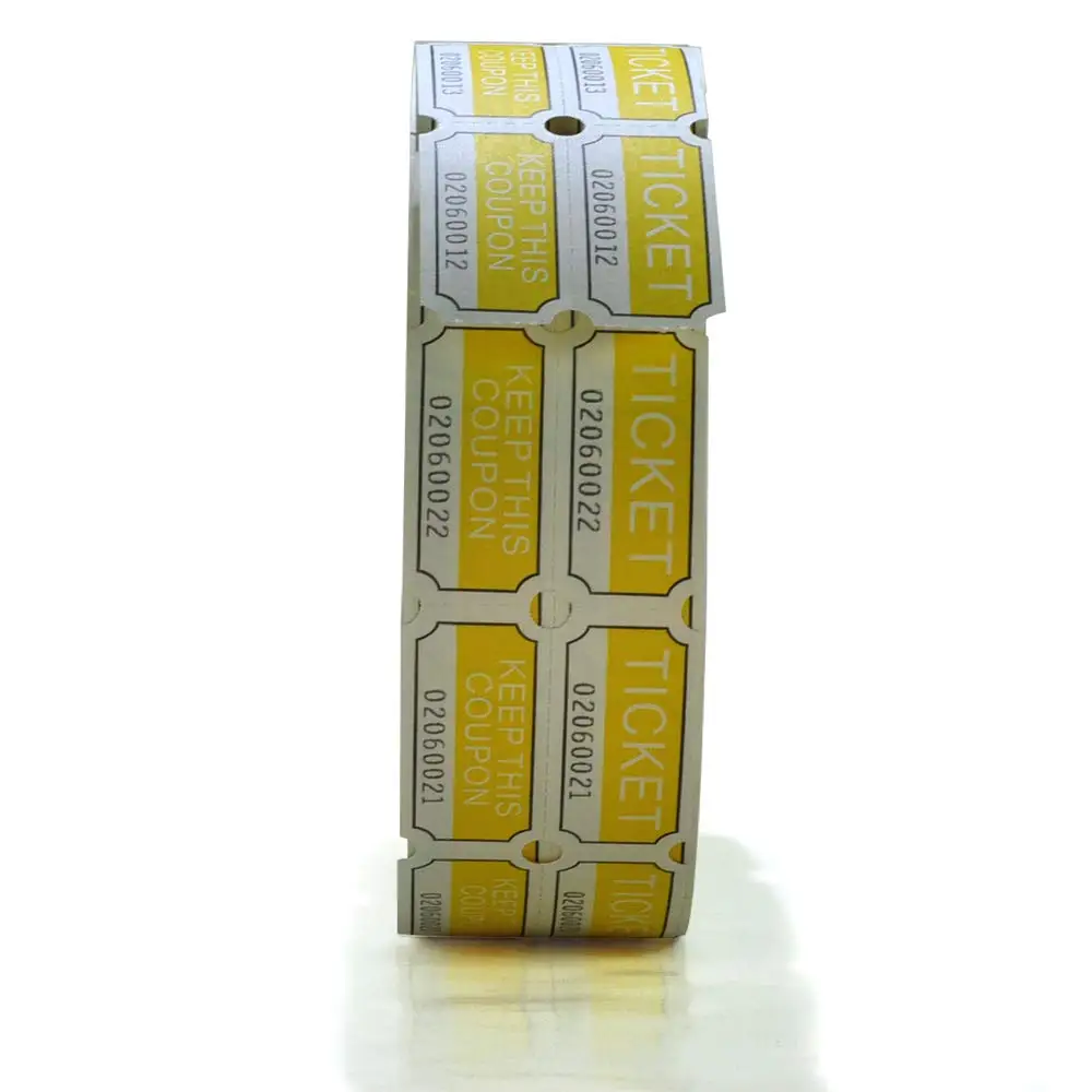 

Consecutively Numbered Double Raffle Tickets - Yellow, 2000 Tickets per Roll