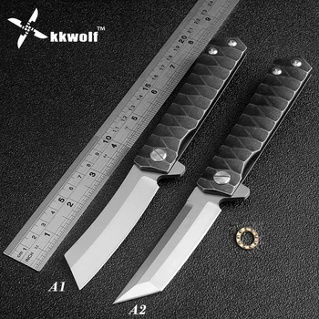 

KKWOLF New pocket folding knife D2 blade camping hunting survival tactical knives ball bearing Flipper washer EDC tools defense