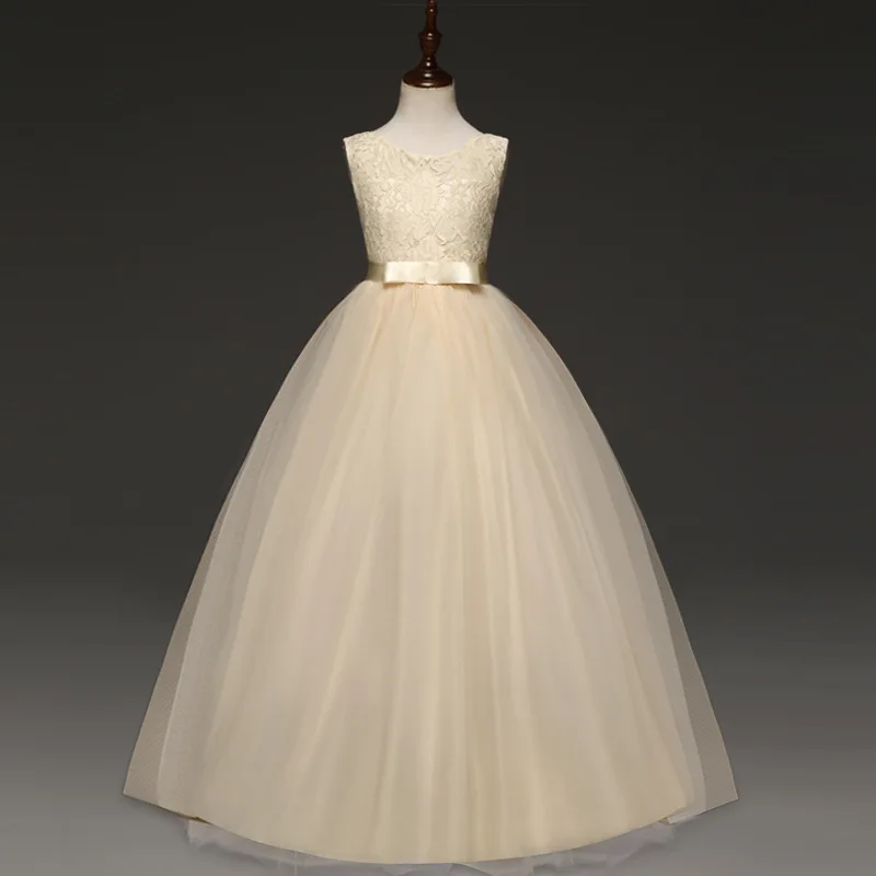 2018 Flower Girls Dress Elegant Children Wedding Gown Long Party Kids Lace Princess Dresses For Girls Teenage Costumes 14 Years (2)