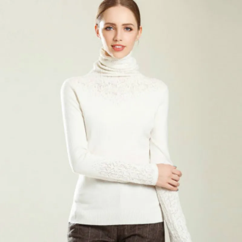 Cashmere wool sweater winter high collar Sweater 2018 New Casual Heaps Collar women solid long sleeve hollow knitted sweaters Cashmere wool sweater winter high collar Sweater 2018 New Casual Heaps Collar women solid long sleeve hollow knitted sweaters