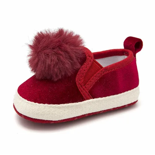 Детская обувь; эспадрильи; подошва; круглый носок; меховая отделка; обувь для маленьких девочек; красная обувь для младенцев; Детские ботиночки; детская обувь; Лоферы для малышей 0-18 месяцев - Цвет: red