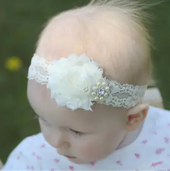 

2016 New 10pcs Rhinestone Pearl diamond Headwear Girls Lace Hairband turban Sunflowers Headband Kids Hair Accessories