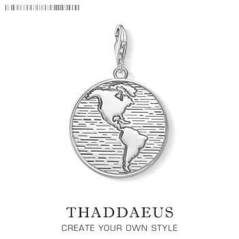 

Globe Disc World Earth Charm For Women Men Trendy 925 Sterling Silver Jewelry Fit Bracelet Necklace Phone Chain Keyring