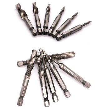 

6Pcs Dropship 1/4 Hex Shank High Speed Steel HSS Thread Spiral Screw Composite Taps Countersink Drill Bits Set Chamfering Tool