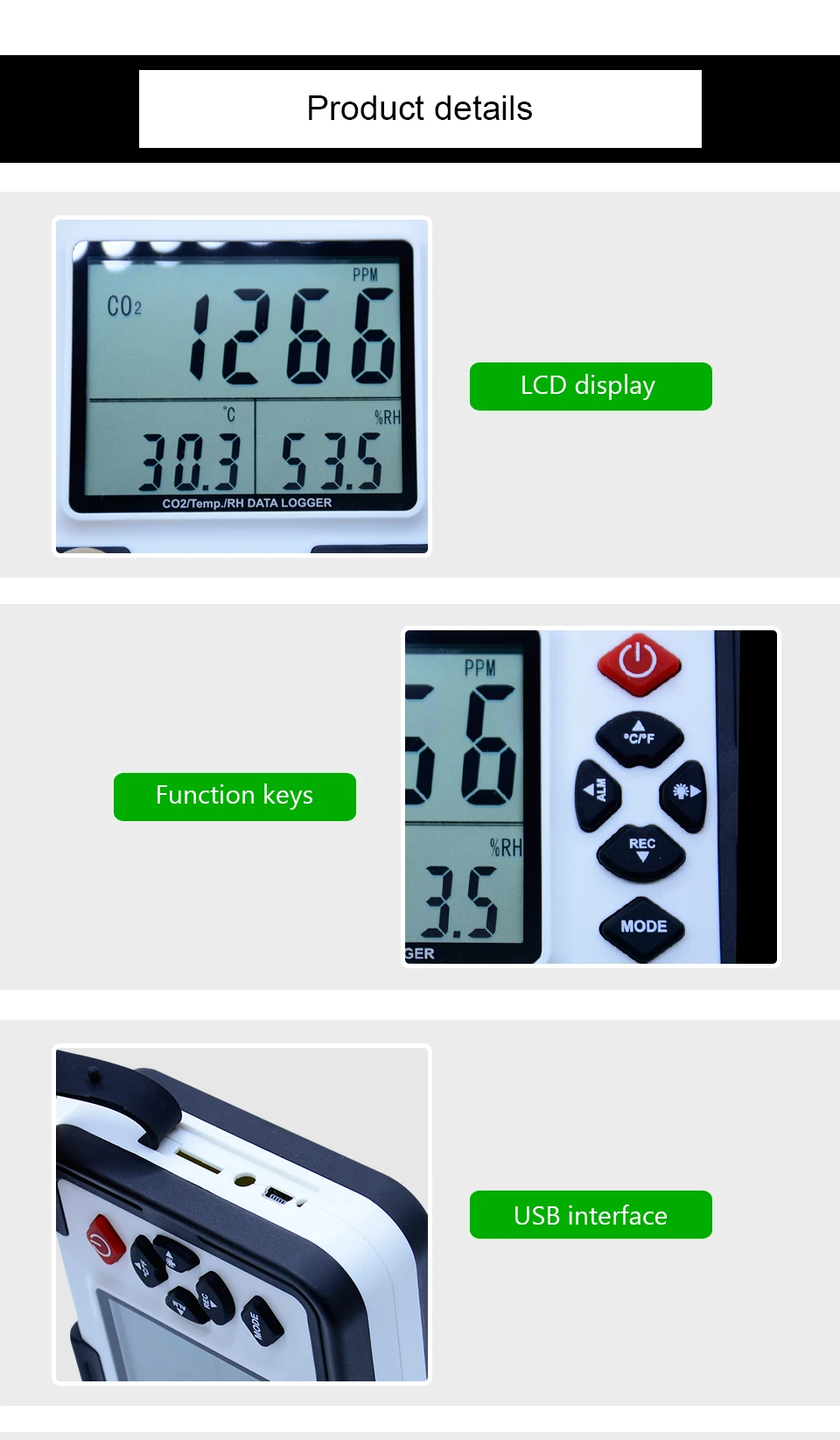 HT-2000 цифровой CO2 метр CO2 монитор детектор газоанализатора 9999ppm CO2 анализаторы Температура относительная влажность тестер