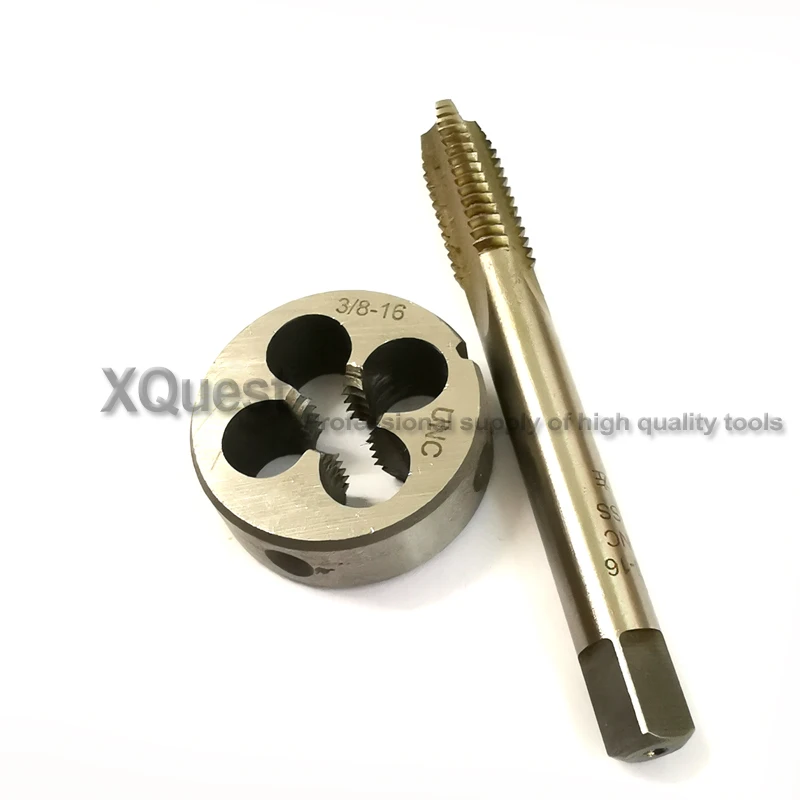 1pc HSS Machine 3//8-16 UNC Plug Tap and 1pc 3//8-16 UNC Die Threading Tool