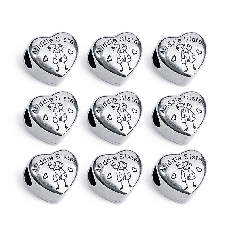 

5pc/lot 9x12mm Silver Tone Stainless Steel Love Heart Charms Beads fit European Necklaces Bracelets Jewelry Making Supplies