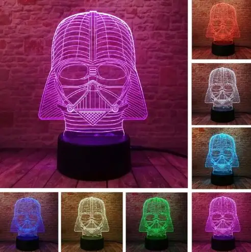 06 RGB 3D иллюзия светодиодный светильник Star Wars Jedi Leader Настольный фонарь светодиодный ночник детский мультяшный подарок 7 цветов градиент 3D лампа - Испускаемый цвет: 06