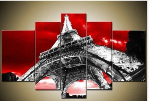 

MODERN ABSTRACT Home WALL ART OIL PAINTING ON CANVAS Eiffel Tower free shipping no framed