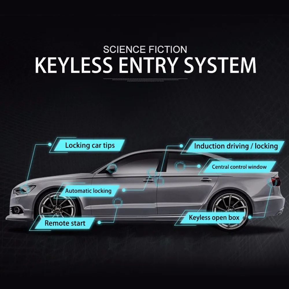 PKE Smart Key Car Alarm System With Remote  Start Stop Push  And Universal  APP controls Button Passive Keyless Entry MP686 