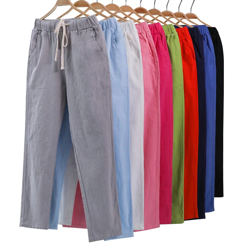

Cotton Linen Pants for Women Trousers Loose Casual Solid Color Women Harem Pants Plus Size Comfortable Women's Pants Summer