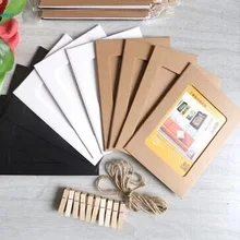 100 шт./лот(10 шт./компл. 10 компл./лот) ретро Винтаж Творческий 6 дюйм(ов) DIY стене висит Бумага фото Рамки с веревкой Зажимы