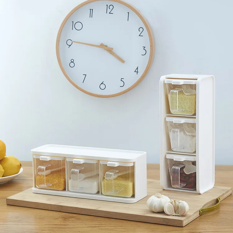 

Spice Rack Seasoning Storage Boxes for Spice Spice Jar Bottle With Handle Spoon Kitchen Storage Container Salt Sugar Box