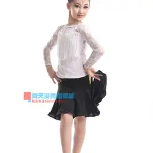 Детский костюм для латинских танцев для взрослых кружевной топ с длинными рукавами+ юбка из спандекса, 2 предмета для взрослых, Детские комплекты для латинских танцев S-4XL