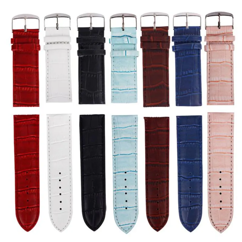 

hot sale 7 color 24mm High Quality Soft Sweatband Leather Strap Steel Buckle Wrist Watch Band