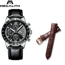 MEGALITH Элитный бренд наручные мужские часы с хронографом водостойкий для мужчин s часы Дата календари бизнес для мужчин кварцевые часы Relogio Masculino