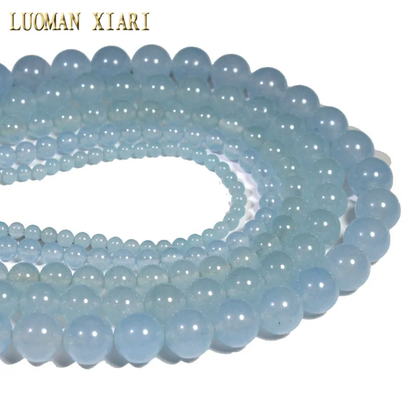 

Wholesale Light Sky Blue White Stone Dyed Round Stone Beads For Jewelry Making DIY Bracelet Necklace 4/6/8/10/12 mm Strand 15''