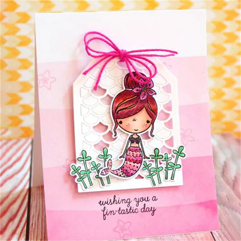 

InLoveArts 14*14cm Mermaid Squid Metal Cutting Dies Clear Stamps Album Embossing Clear Stamps Cut Dies DIY Crafts Stencils Dies