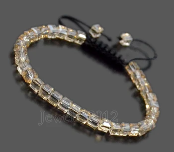

10PCS/Lot Lt.Topa-z Quartz 4mm Men's Women's Czech Crystal Macrame Beads Bracelet Adjust Fashion Handmade Wholesale