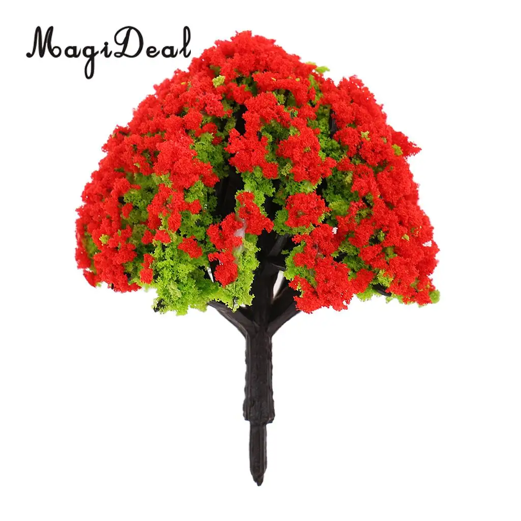 MagiDeal 10Pcs 1/200 Scale Model Flower Trees Green Train Railroad Scenery Landscape for Diorama Model Layout Toys 5Colors