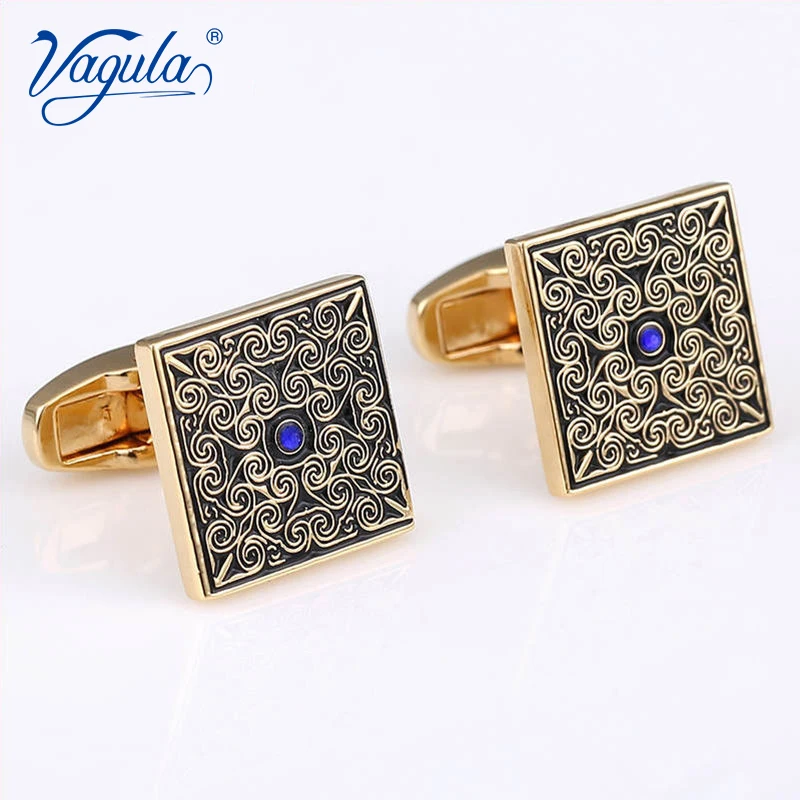 

Вагула Высокое качество запонки Свадебный костюм рубашка пуговицы Gemelos синий кристалл Роза дизайн запонки 306