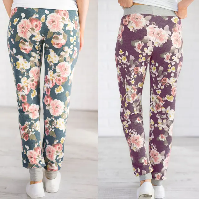 Casual Women Loose Harem Pants Slacks Flower Print Fashion Long Trousers FS99