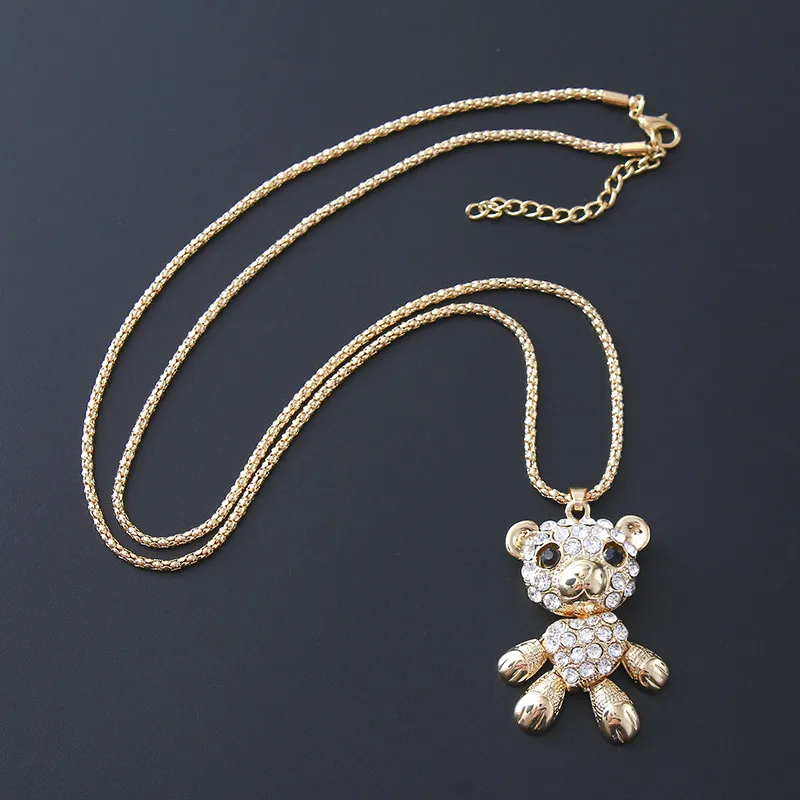 Buy Imitation Crystal cute bear animal long pendants