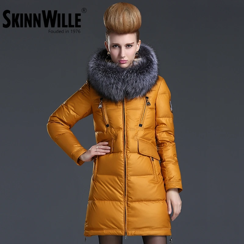 Fashion new arrival 2018 with a hood down coat female thickening wool collar medium-long women's