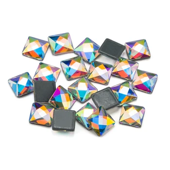 

6mm Crystal Clear Glass Stone Square Hotfix Rhinestones / Iron On Flat Back Crystals
