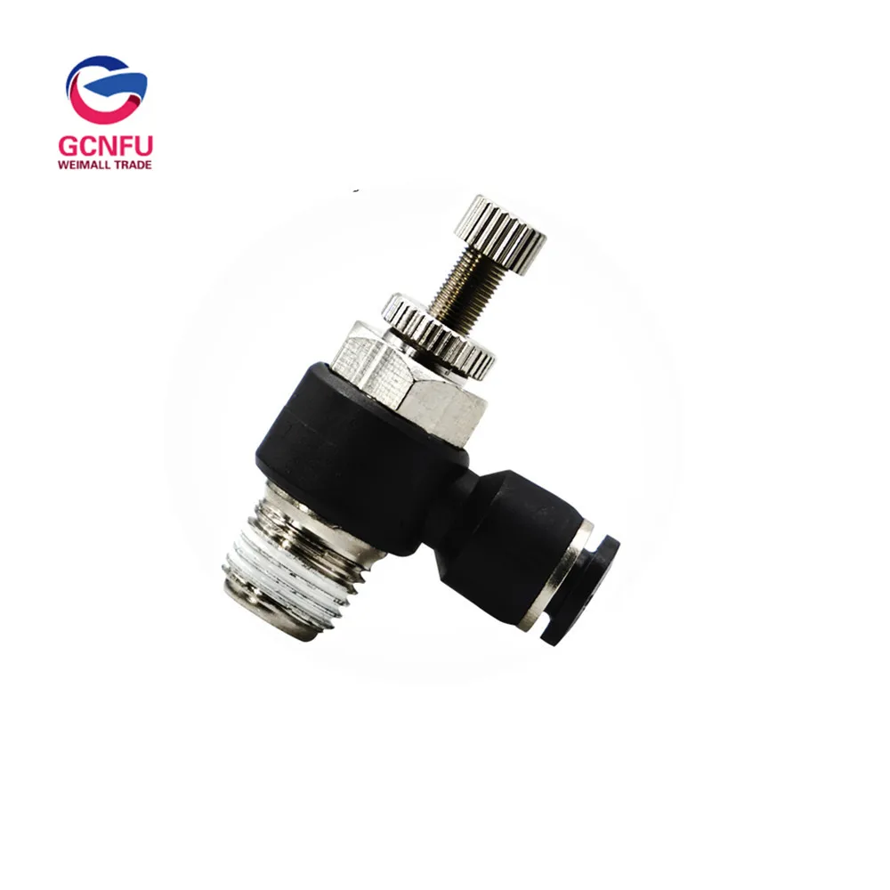 

Free shipping L-type throttle valve SL4/6/8/12-M5/02/03/speed regulating cylinder switch with fast-inserting pneumatic Pu joint