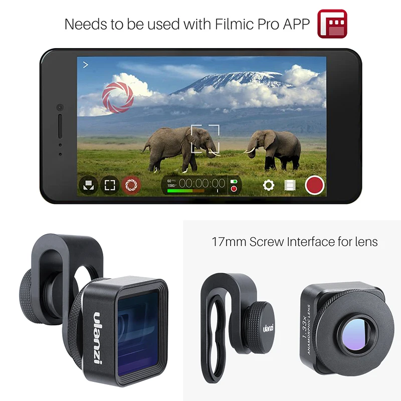 Ulanzi 1.3x lente anamórfica del teléfono para el iPhone 11 Pro Max Huawei P20 Pro Mate Pixel película filmación teléfono Cámara lente - 6