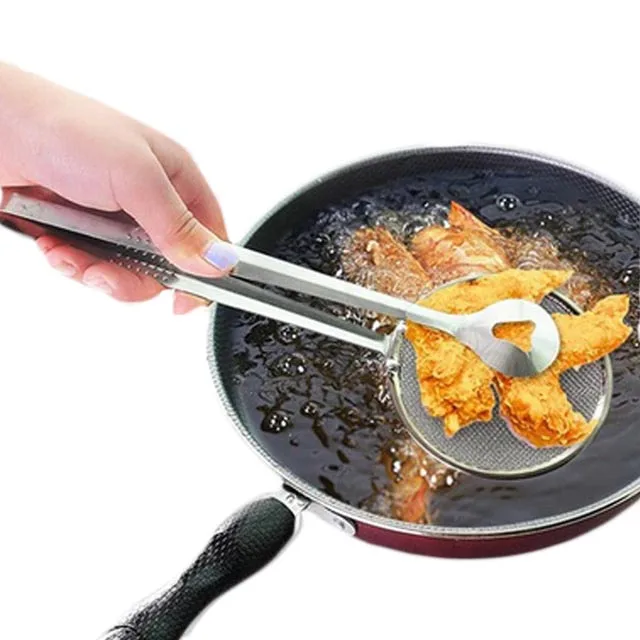 Creative Filter Spoon with Clip Multi-functional Stainless Steel Colander Oil-Frying Fried Food Kitchen Tongs | Дом и сад