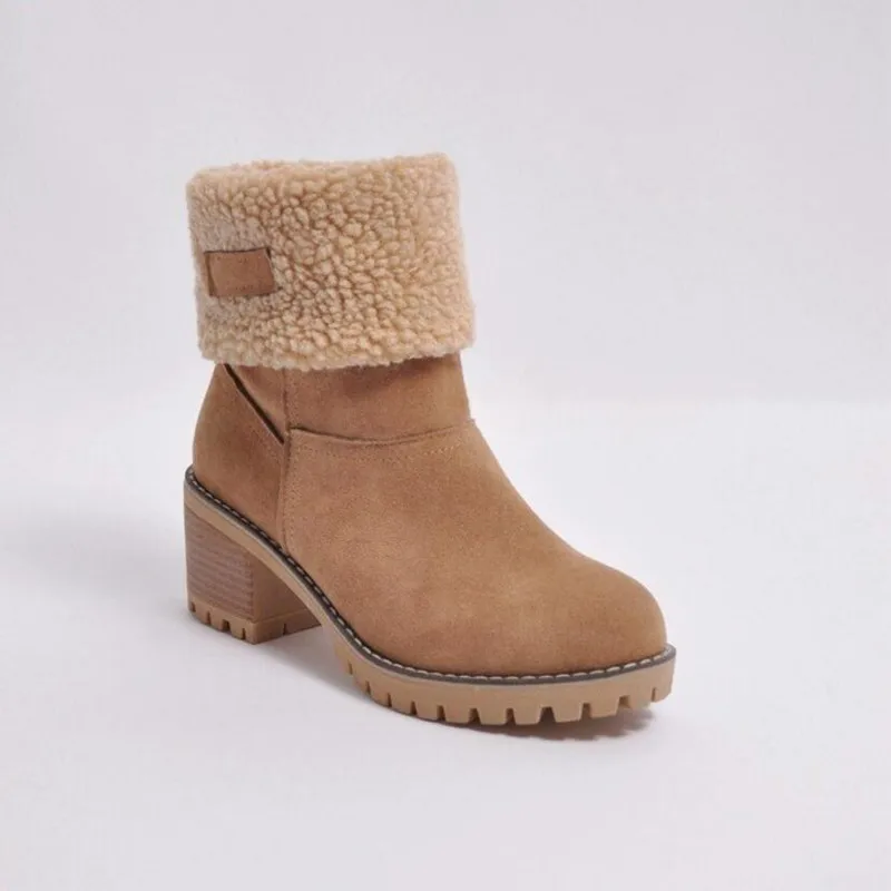 Женские ботинки; женские ботинки больших размеров; новые зимние ботинки с бархатной подкладкой; теплые женские зимние ботинки в европейском и американском стиле - Цвет: Camel