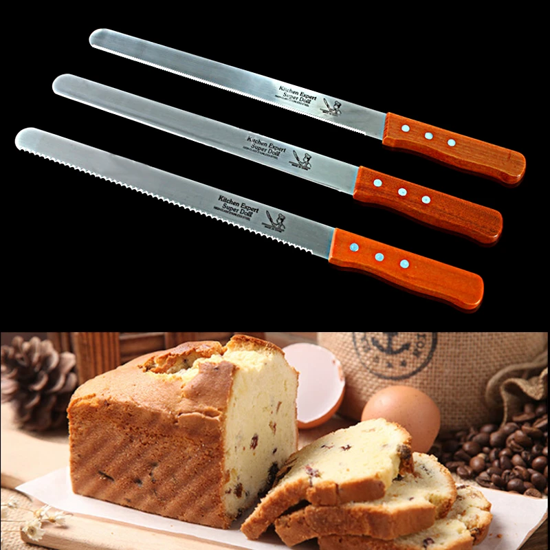 

Bread Knife Inch Professional Bread Slicing Knife Stainless Steel Serrated Knives with Wooden Handle Cake Cutting Tools