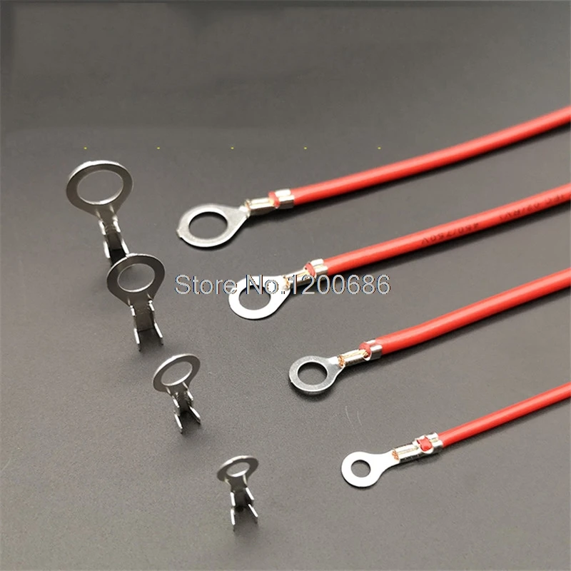 

20CM O type grounding connection M4 3.2 4.2 5.2 6.2 screw hole rounding shaped Bare Ring Terminal Connector Crimp wire harness