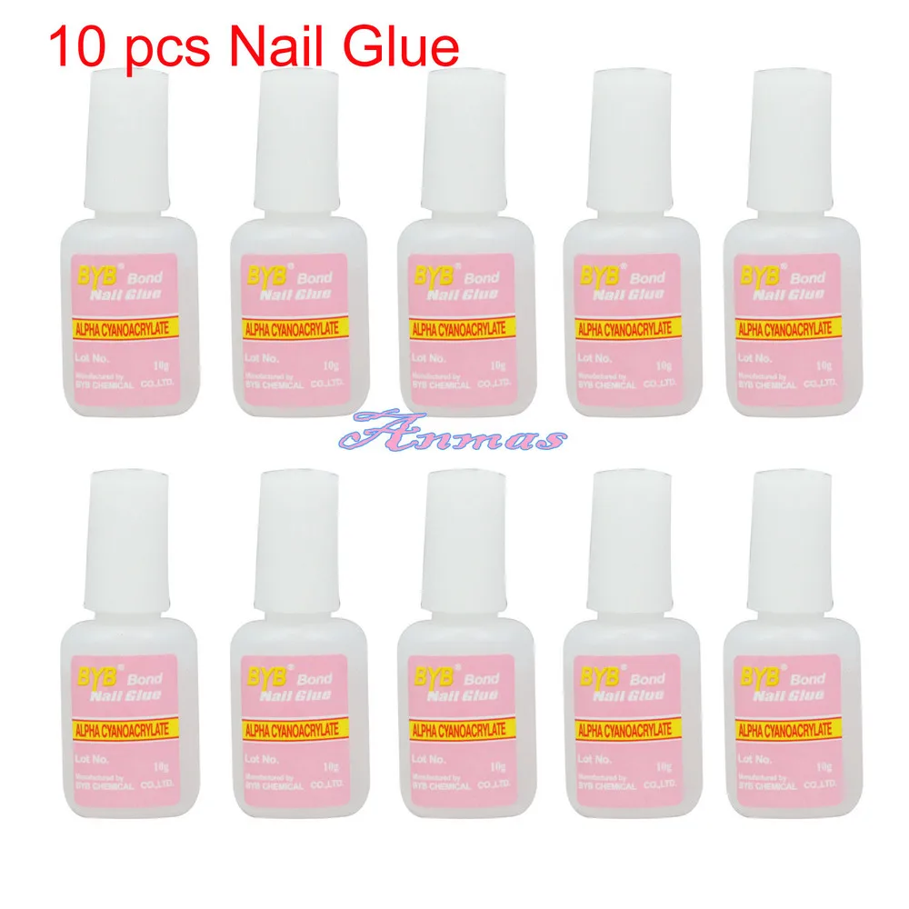 

10 PCS 10g BYB NAIL GLUE with BRUSH NAIL ART TOOL for False TIPS Decoration