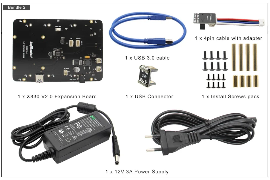 Raspberry Pi X830 V2.0 SATA HDD плата расширения с функцией безопасного выключения, 3," HDD модуль хранения для Raspberry Pi 3 B+ Plus/3B