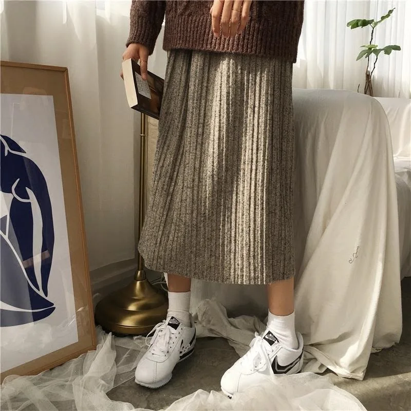 Рок Rokjes Dames Boho Jupe Одежда Faldas для женщин зимние Высокая талия плиссированные