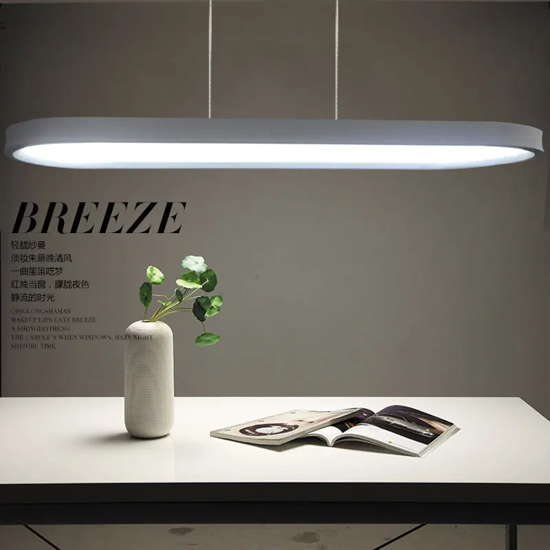 Modern Simple Slim LED Pendant Light Oval Black White Hanging